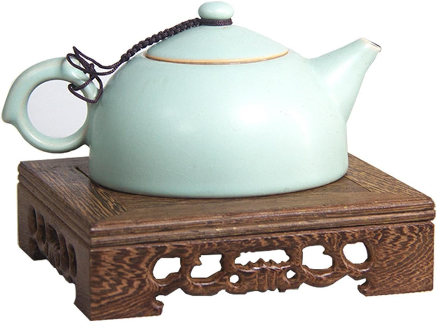 Benboo Traditional Arts Wooden Stand, Square Teapot, Vase, Bonsai Stand, Decorative Stand, Wooden Display Stand, 5.5 x 5.5 x 1.5 inches (14 x 14 x 3.8 cm)