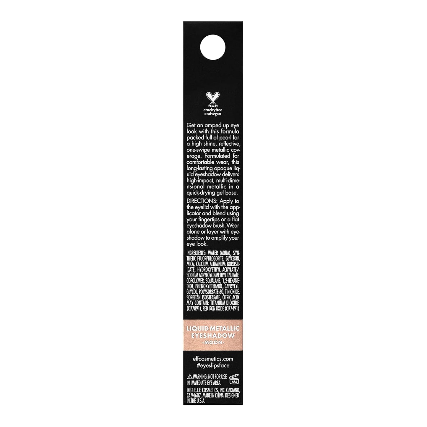 e.l.f. Sombra de ojos líquida metálica, fórmula de gel, acabado multidimensional para un aspecto de ojos atrevido, cobertura de un solo paso, vegano y libre de crueldad, Moon, 0.1 onzas líquidas