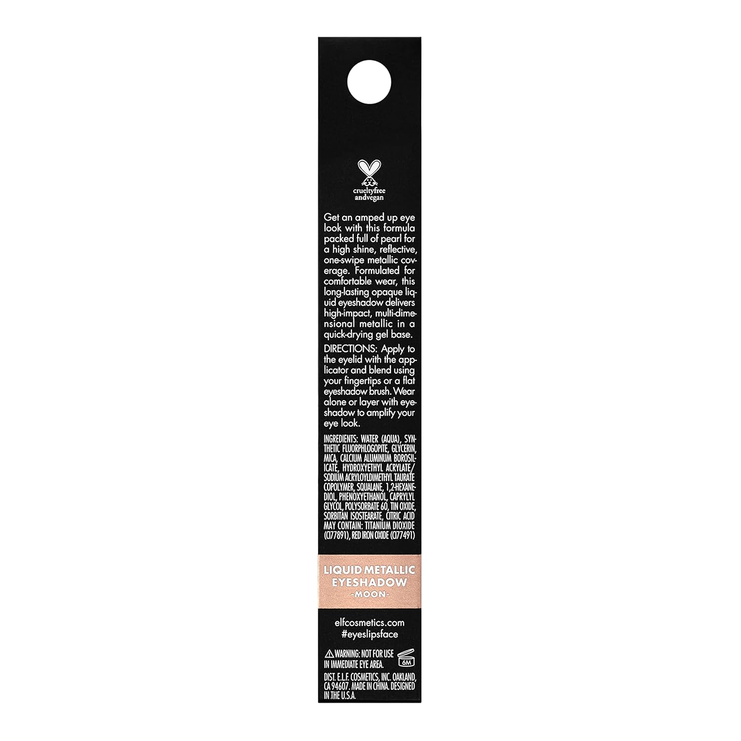 e.l.f. Sombra de ojos líquida metálica, fórmula de gel, acabado multidimensional para un aspecto de ojos atrevido, cobertura de un solo paso, vegano y libre de crueldad, Moon, 0.1 onzas líquidas