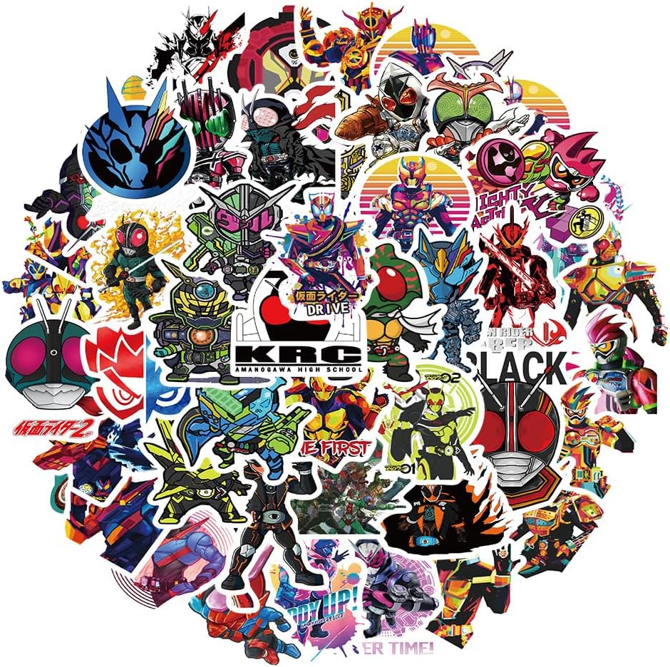 Kamen Rider Stickers Set of 100 Kamen Rider Stickers Cartoon Character Stickers Cute Stylish Notebook Sticker Moe Goods Surrounding Picture Pasting Props Gift DIY Decoration Letter Mobile Notebook