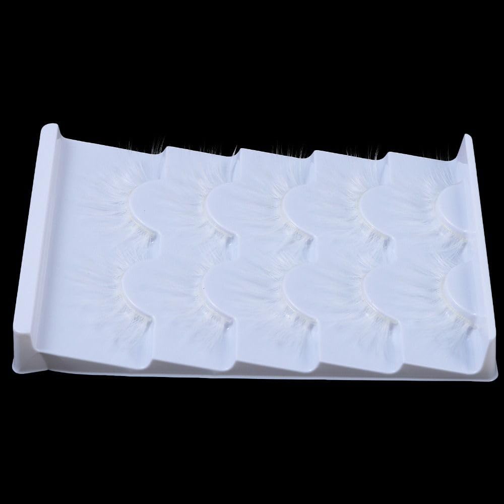 5 Pairs White False Eyelashes, Cosplay Eyelashes, 3D Multilayer Anime Cartoon Eyelashes Effect, Fluffy, Fluffy, Cat Eyes, White False Eyelashes, Fancy Dress Eyelashes Tool (White)