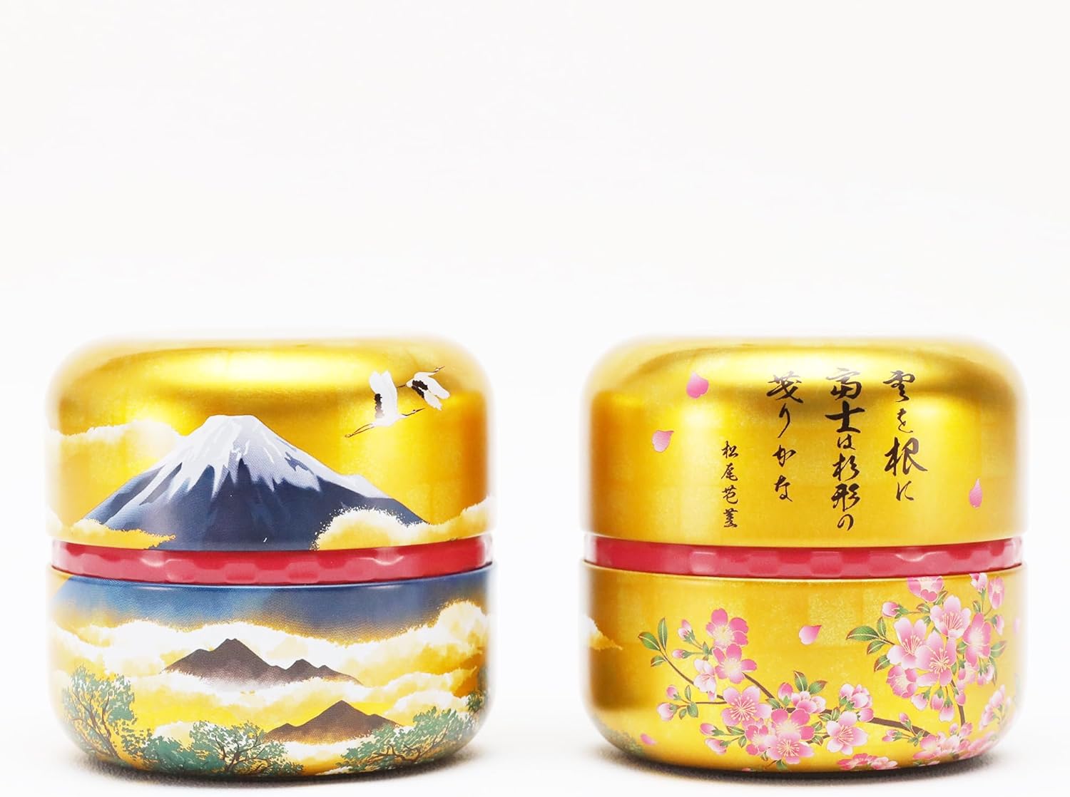 Arahataen Japanese Tea Gift Set Fuji Golden Can 70g×2 Bottles Boxed Natsume Can High-Grade Tea Gift Set Shizuoka Green Tea Deep Steamed Tea Leaves Gift Present Makinohara Tea Fujisan Auspicious Object