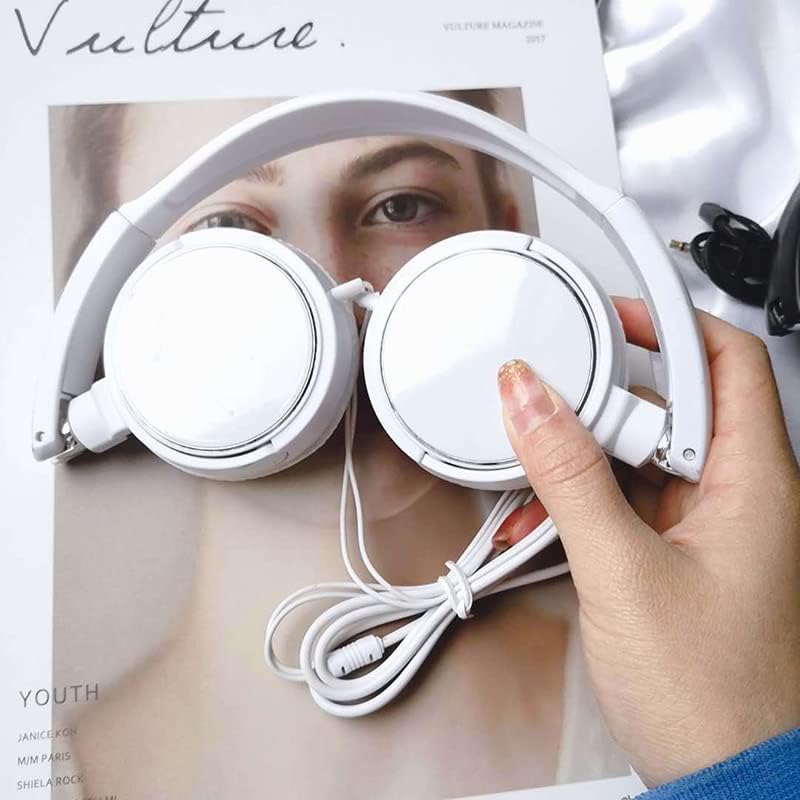 Wired Headphones Foldable Extendable Deep Bass Earphones Over-Ear Sealed Telework Online Classroom Children Musical Instrument Practice Music Watching Gaming (Black)