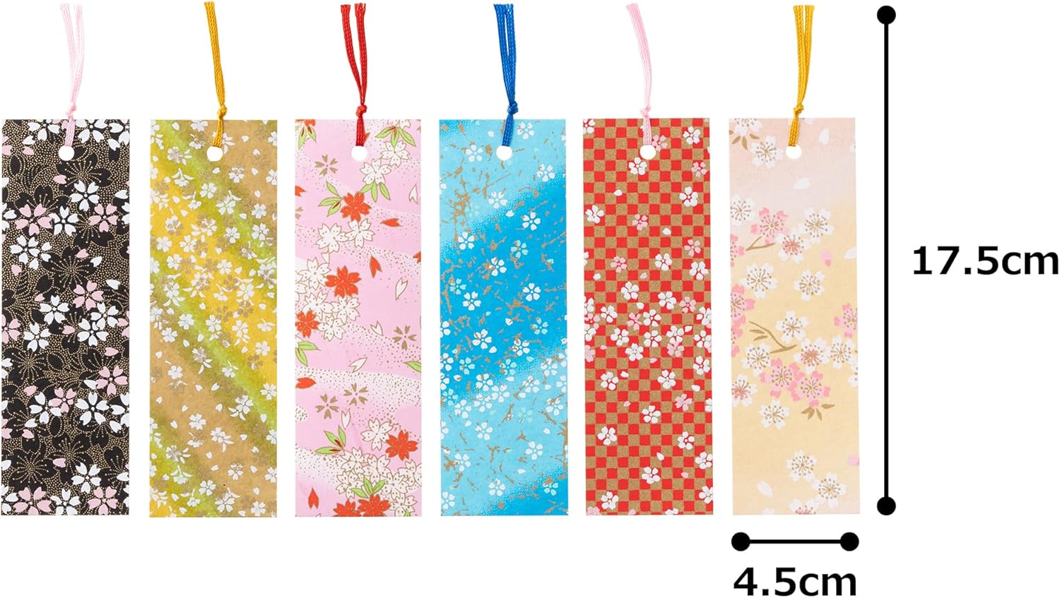 Washi Kawaki Yuzen Washi Die-Dye Bookmark Book Marker 6 Sheets Assorted Cherry Blossoms
