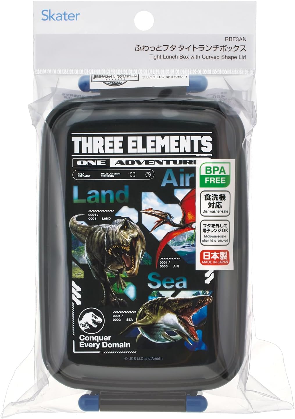 Skater RBF3AN-A Children's Bento Box, Jurassic World, Reverse, 15.2 fl oz (450 ml)