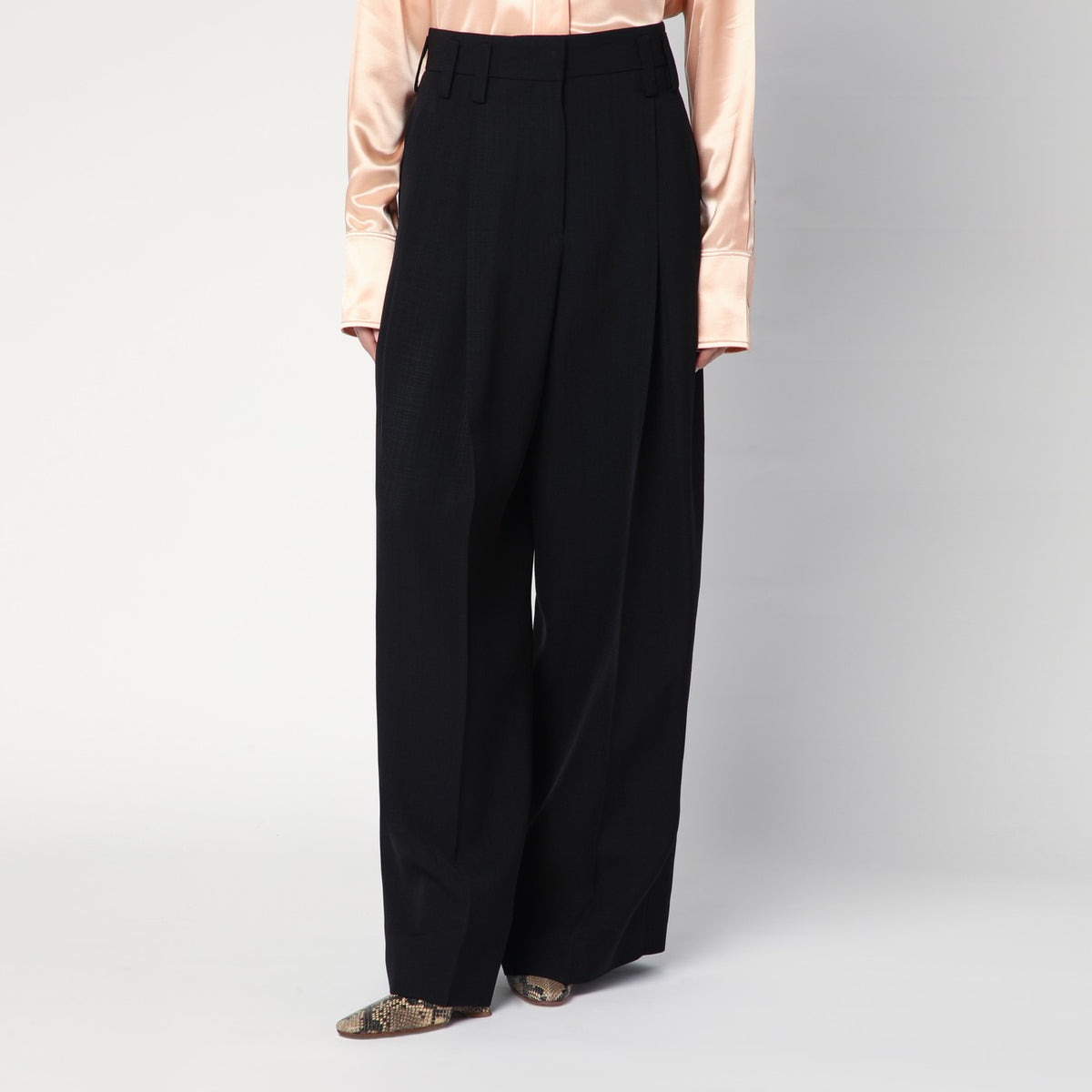 Jil シルクブレンドのジルサンダーワイドブラックパンツ - Image 4