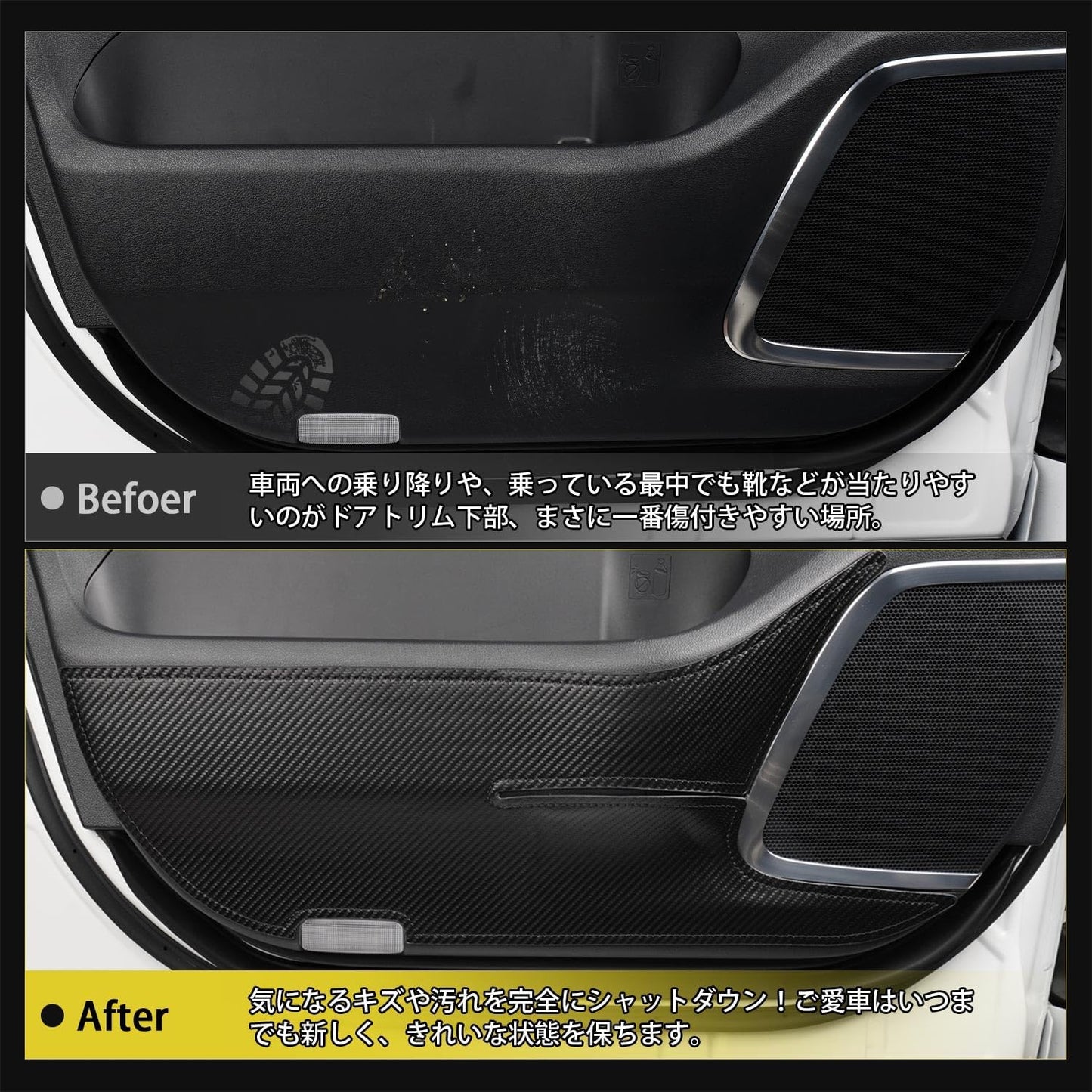 Toyota Alphard 40 Series Door Kick Guard, Vellfire Door Trim Guard, ALPHARD VELLFIRE 40 Series, AGH4#W AAHH4#W TAHA4#W, June 2023 and Up, Scratch/Stain Prevention, Interior Custom Parts,