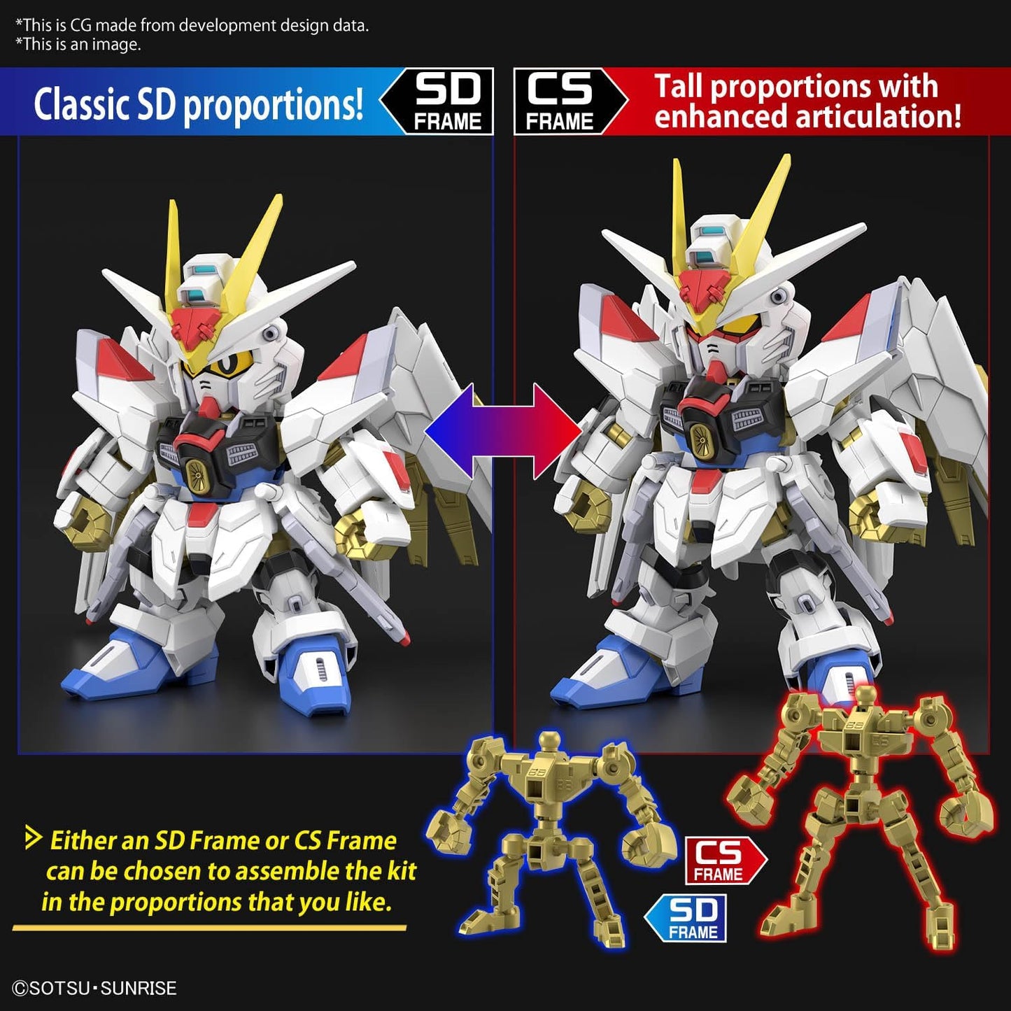 SD Gundam Cross Silhouette SDCS Mobile Suit Gundam SEED FREEDOM Mighty Strike Freedom Gundam Color-Coded Plastic Model