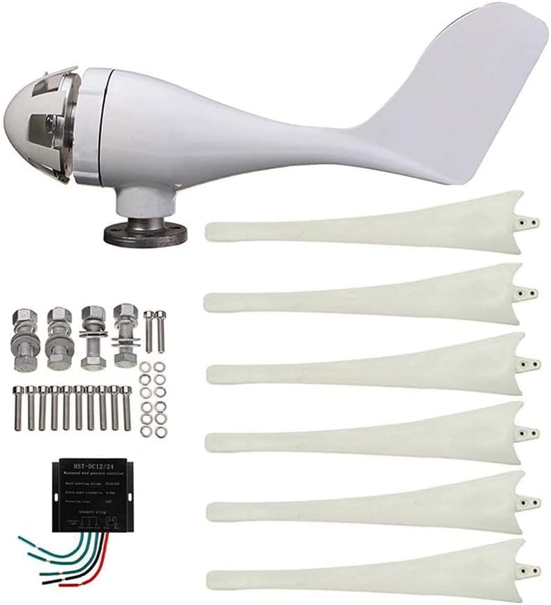 風力タービン、6枚羽根水平風力発電機 風力タービン発電機 コントローラー付き 風車 エネルギー タービン 充電、24V (12V)