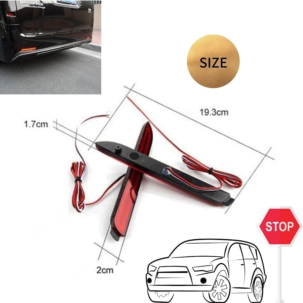 [one+lifestyle] Toyota General Purpose LED Fiber Reflector Flowing Sequential Brake Tail Lamp with Flowing Turn Signal Function Left and Right Set Rear Bumper Tail Light Back Lamp Super Bright Beauty
