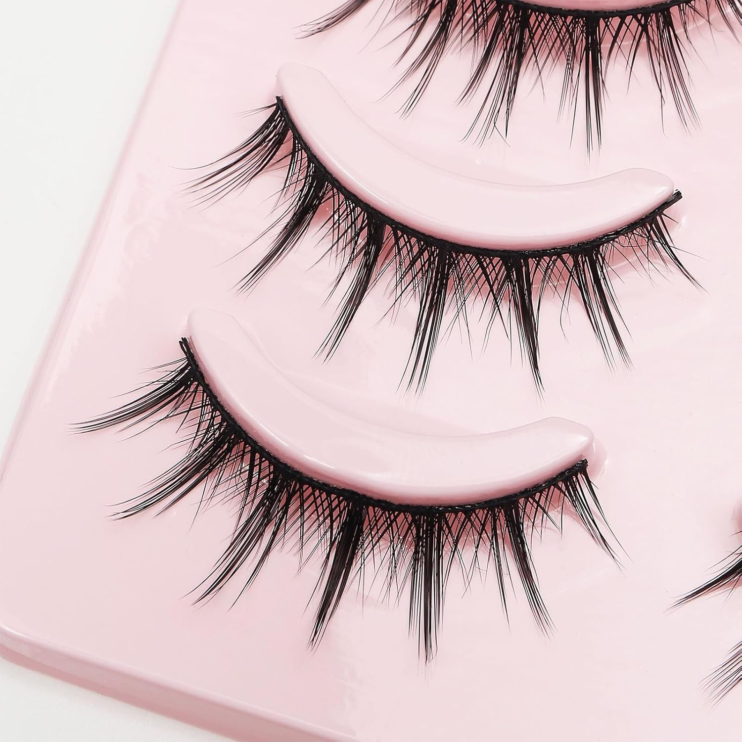 Fake Eyelashes, Natural, Ultra Lightweight, Soft, Everyday Makeup, Cosplay, Devil Style, 5 Pairs