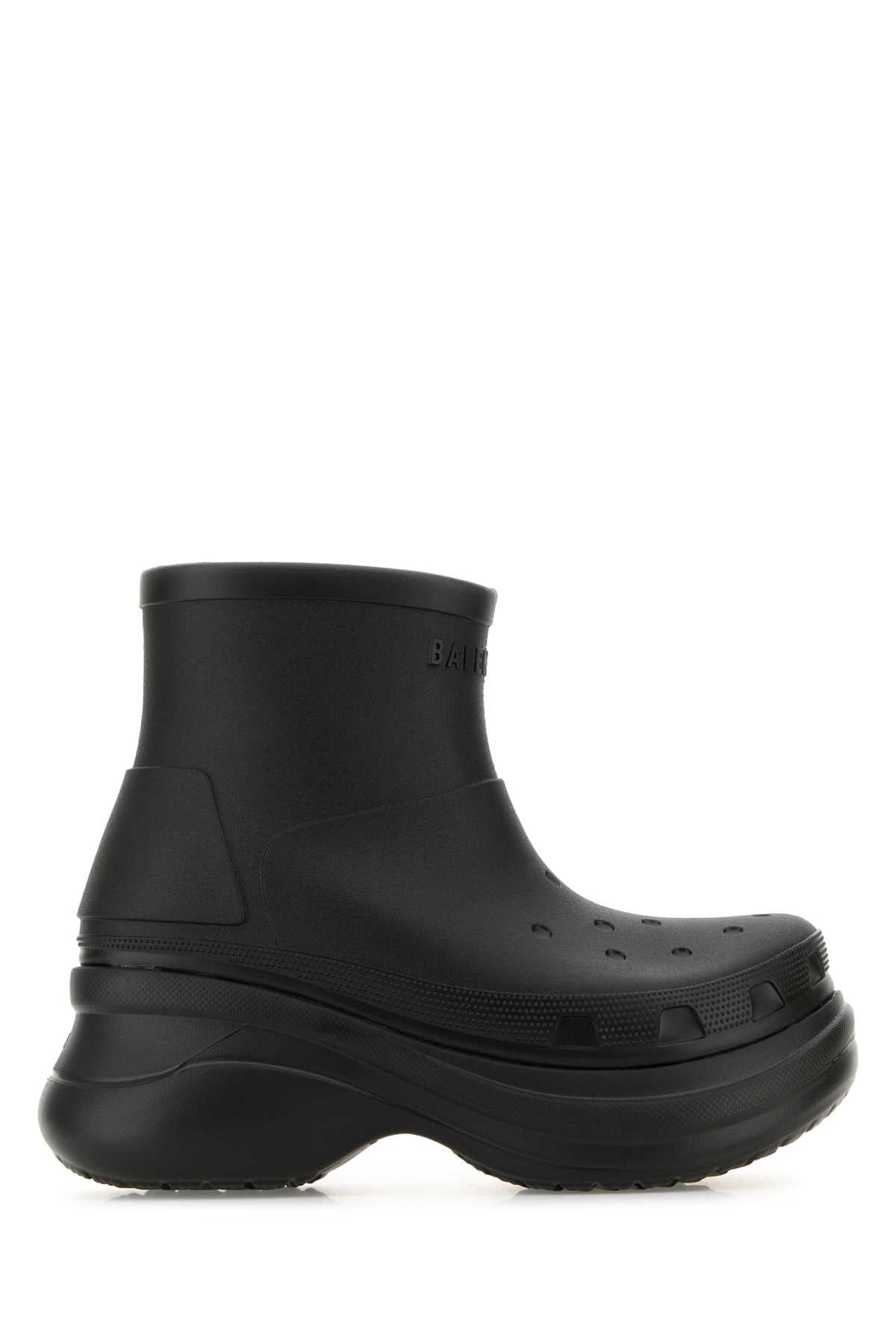 Balenciaga Balenciaga Black Rubber Crocs足首ブーツ - Image 4