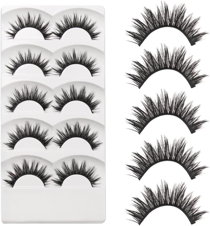 Soft 5 Pairs Handmade Makeup Thick False Eyelashes Long Black Natural