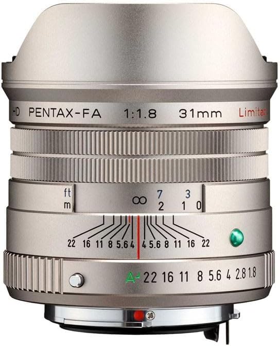 Pentax HD 31mm F1.8 Limited Silver Wide Angle Prime Lens [F1.8 Large Aperture Lens] [High Performance HD Coating] [SP Coating] [Round Diaphragm] [Machined Aluminum Body] (20220)