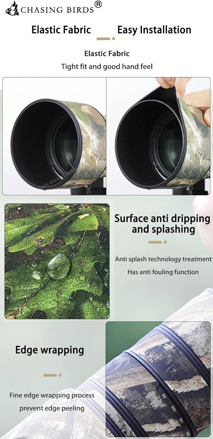 CHASING BIRDS Camouflage Waterproof Lens Coat for CANON RF 600mm F11 IS STM Rainproof Lens Protective Cover (ASI)