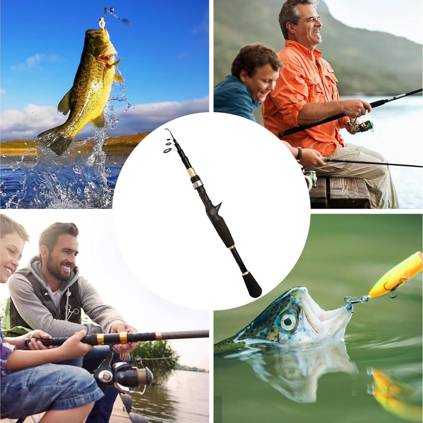 Telescopic Fishing Rod, Telescopic Lure Pole | M Tune Telescopic Lure Rod, Portable Short Section Retractable Gun Handle, Long Distance Outdoor Fishing Rod Baitcasting Rod | Long Range Casting Fishing