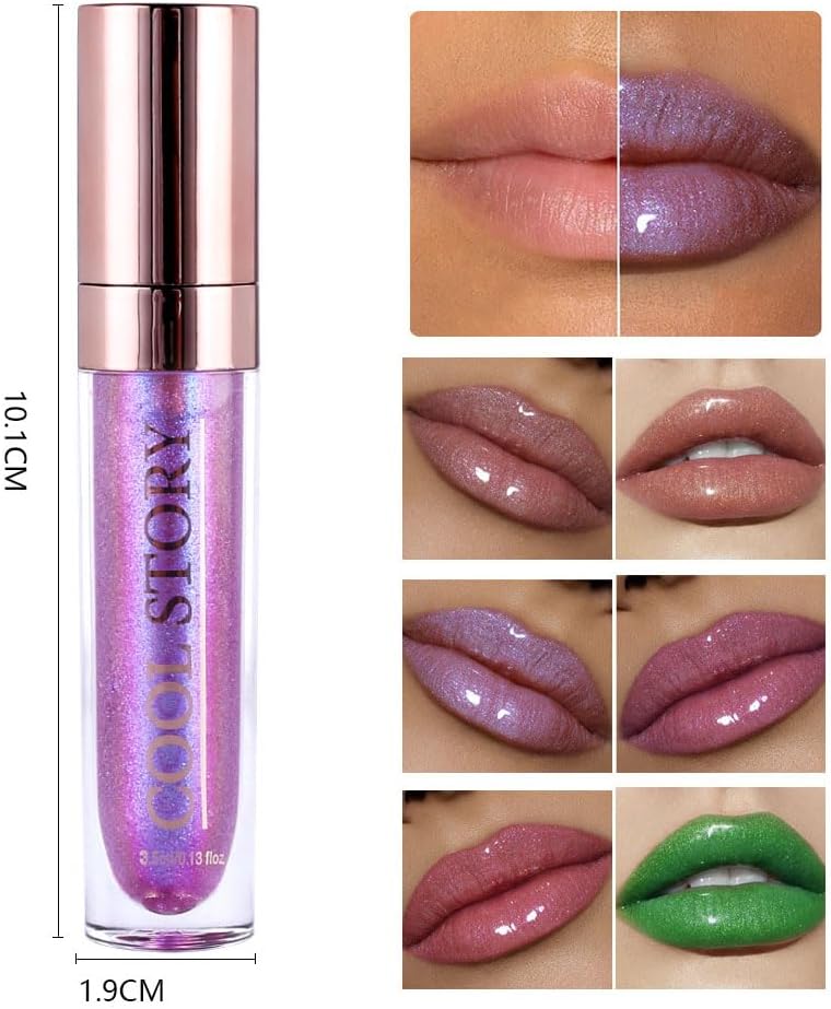 Moisturizing Lip Gloss/Lipstick Flash Pearlescent Lip Gloss 3D Multifunctional Fine Flash Chameleon Lip Gloss 04# Purple