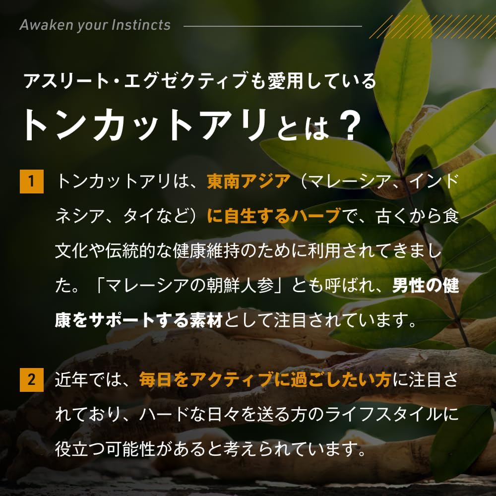 High Concentration Tongkat Ali Extract 60-Day Supply (1 tablet 300mg × 60 tablets) Contains 18,000mg of Raw Tongkat Ali with 3.0% or more Eurycomanone Nutritional Supplement for Men Nature In