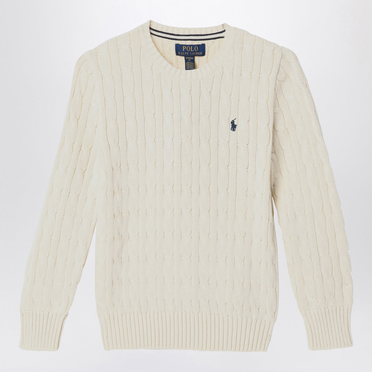 Polo ポロ ラルフローレン クリーム ケーブル ニット クルーネック セーター - Image 4