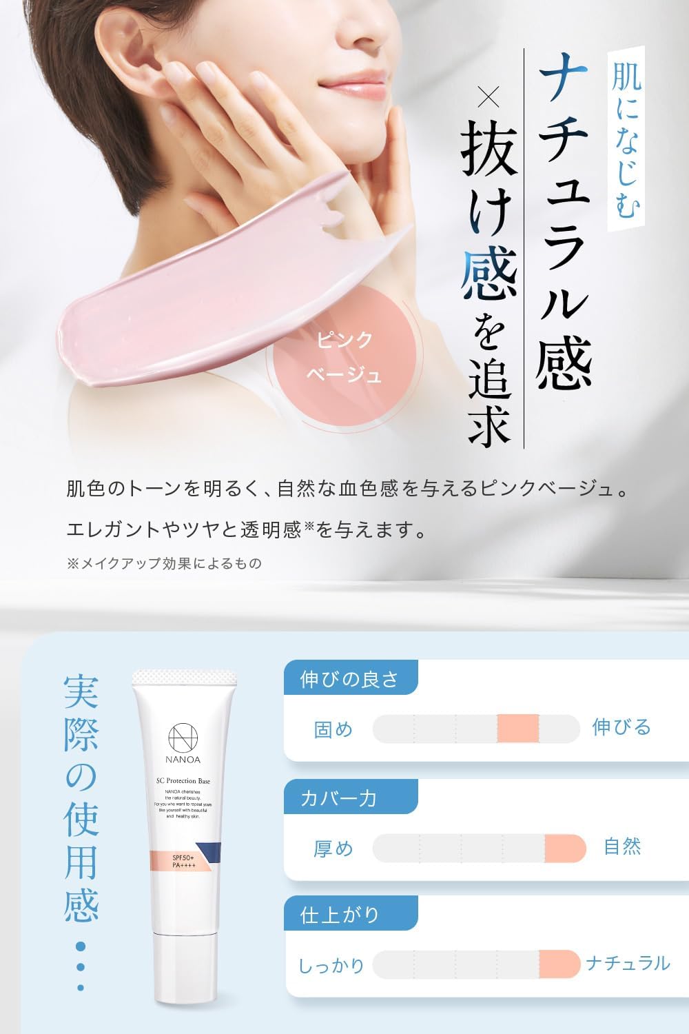 NANOA Dermatologist Featured Sunscreen Makeup Base Pink Tone Up Base Human Stem Cell Formulation Moisturizing Pores Anti Shine SPF 50+ PA++++ Additive-Free Made in Japan (1 Piece)