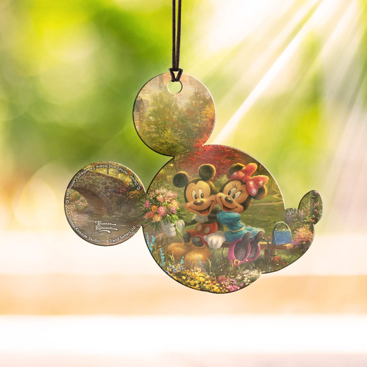 Disney - Sweetheart Central Park - Mickey y Minnie Mouse - Accesorio de impresión acrílica colgante en forma de orejas de Mickey - para regalar y coleccionar | Hanging acrylic print | Bedroom or office display | Disney fan gift