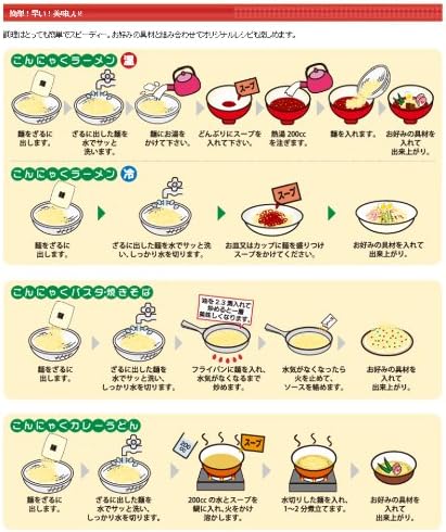 Konjac Ramen Popular Set of 24 Serving (A Set (Soy Sauce x 4, Miso x 4, Tonkotsu x 4, Japanese Soy Sauce x 4, Curry Udon x 4, Yakisoba x 4) Diet Food, Low Sugar Diet