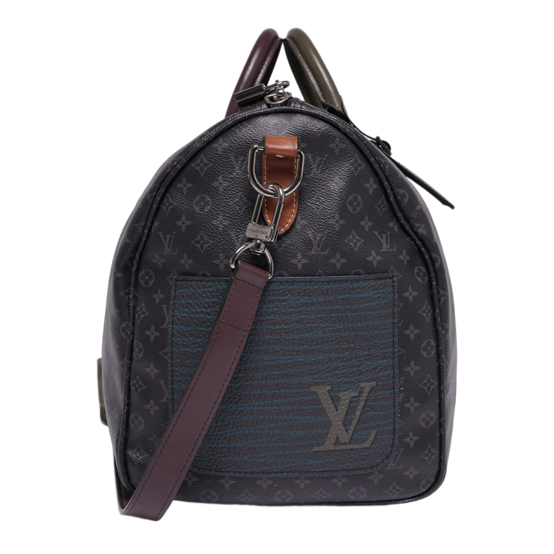 LOUIS VUITTON 'BLACK AND OLIVE' MONOGRAM 55 DUFFLE BAG