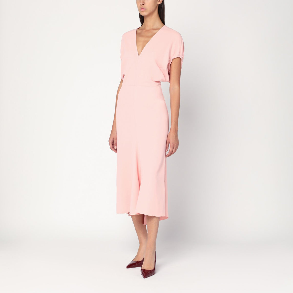 Victoria Victoria Beckham Pink Satin Midi Dress - Image 4