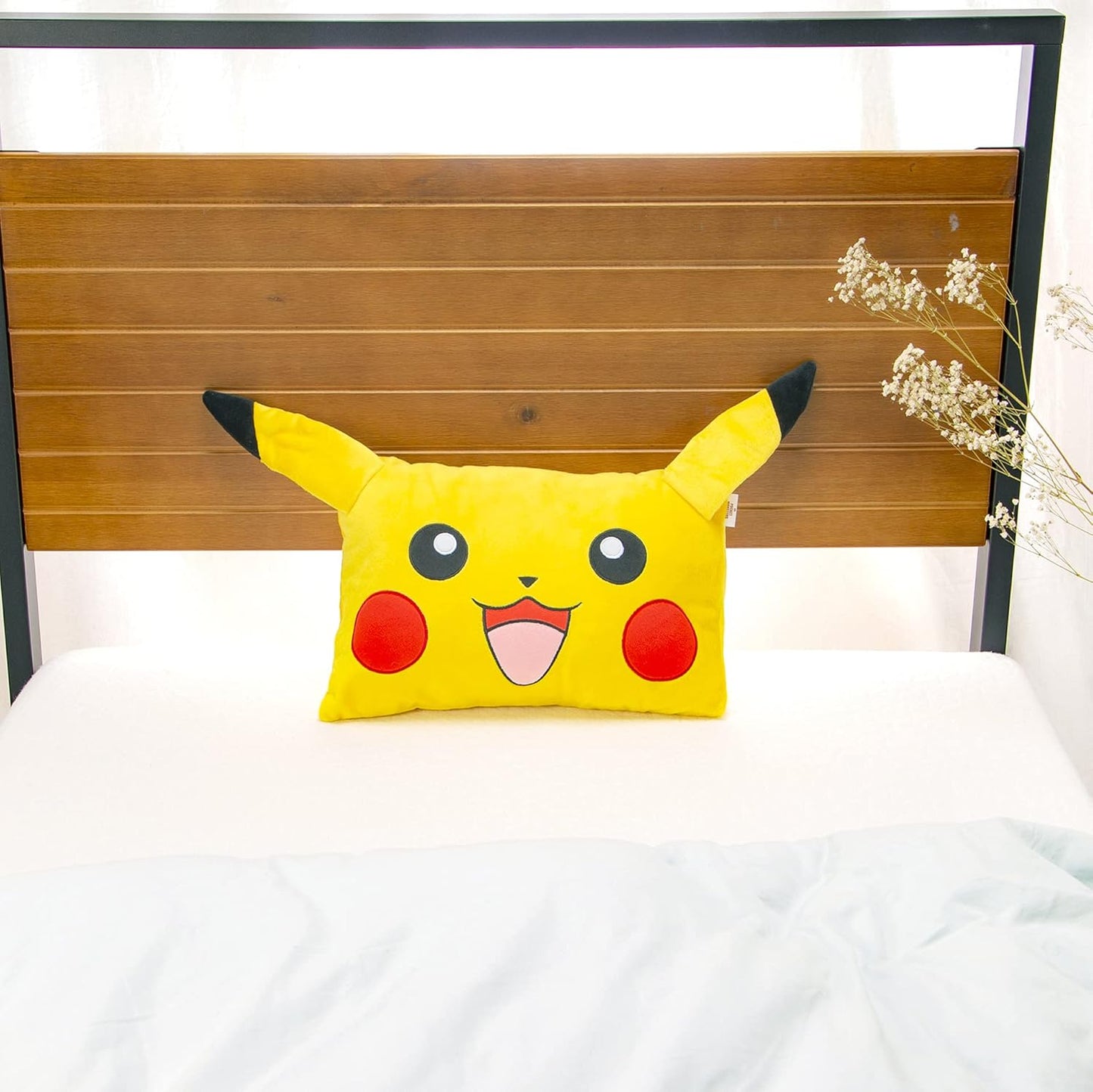 MORIPiLO Pokemon Pikachu Face Die-Cut Pillow, Small Size, Skin Friendly Micro Fabric, Goods, Plush Nap Pillow, 11.0 x 15.4 x 3.9 inches (28 x 39 x 10 cm), Yellow, Character Pillow Morisita