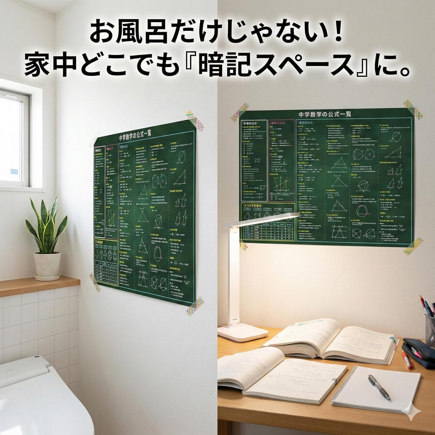 Bathroom Study Poster Exam Preparation Material (Math Formula Chart (Large 23.6×16.5 inches (60×42 cm)))