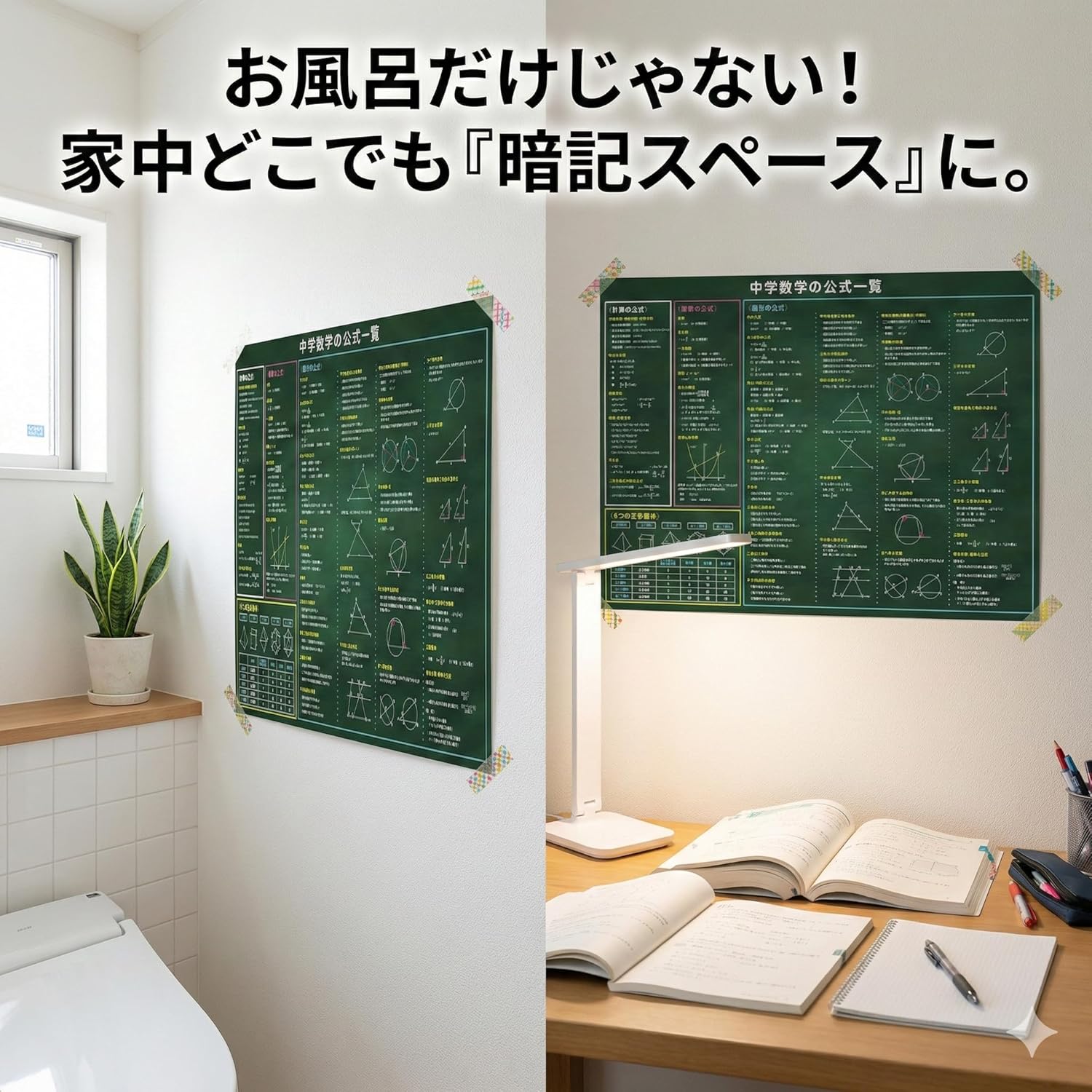 Bathroom Study Poster Exam Preparation Material (Math Formula Chart (Large 23.6×16.5 inches (60×42 cm)))