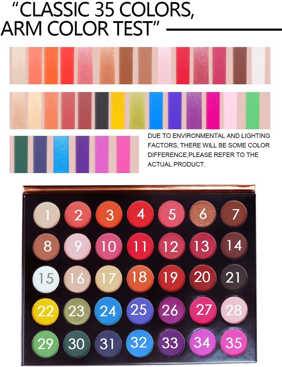Beauty Glazed 35 Color Eyeshadow Palette, Eyeshadow Palette, Pearl/Matte, Transparent, Moisturizing Ingredients, Western Style, Portable, Easy to Use, Multicolor