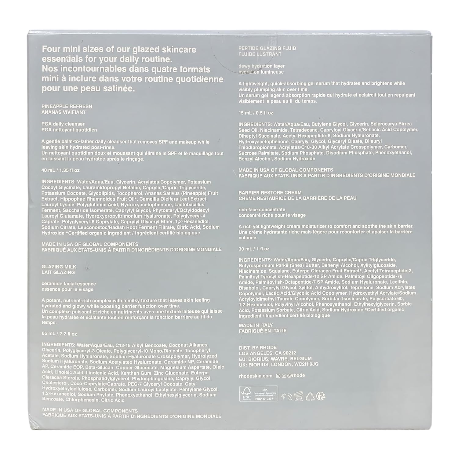 Rhode Mini Kit Glazed Skincare Essentials – 4-Piece Set with Cleanser, Glazing Milk, Peptide Glazing Fluid & Barrier Restore Cream