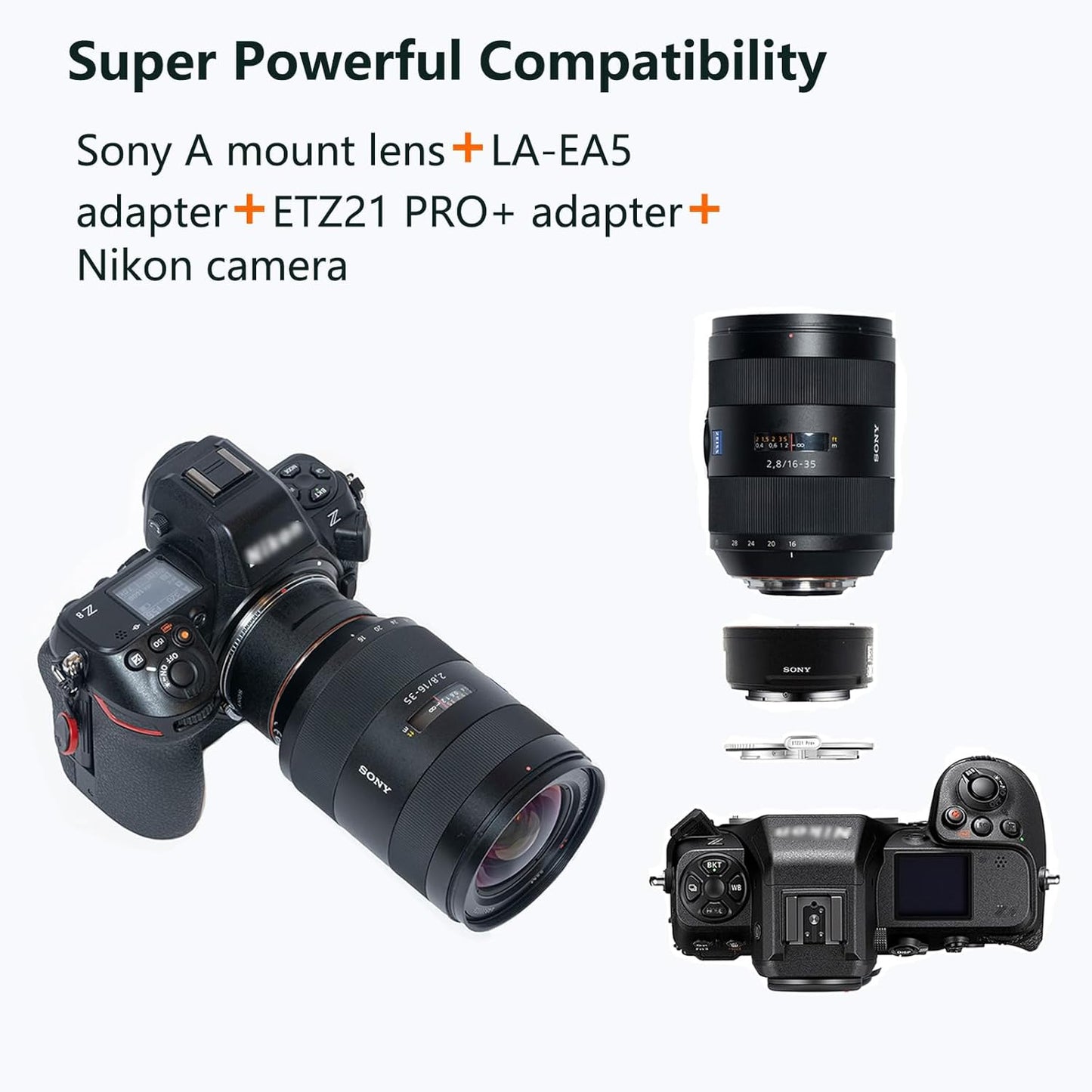 Megadap ETZ21 PRO+ Auto Focus Lens Adapter with Built-in Electronic Aperture for Nikon Z Camera Zf Z9 Z8 Z7 Z6 Z7II Z6II Z5 Z50 ZFC Sony FE Sigma Tamron FE Series Lens (ETZ21 PRO+)