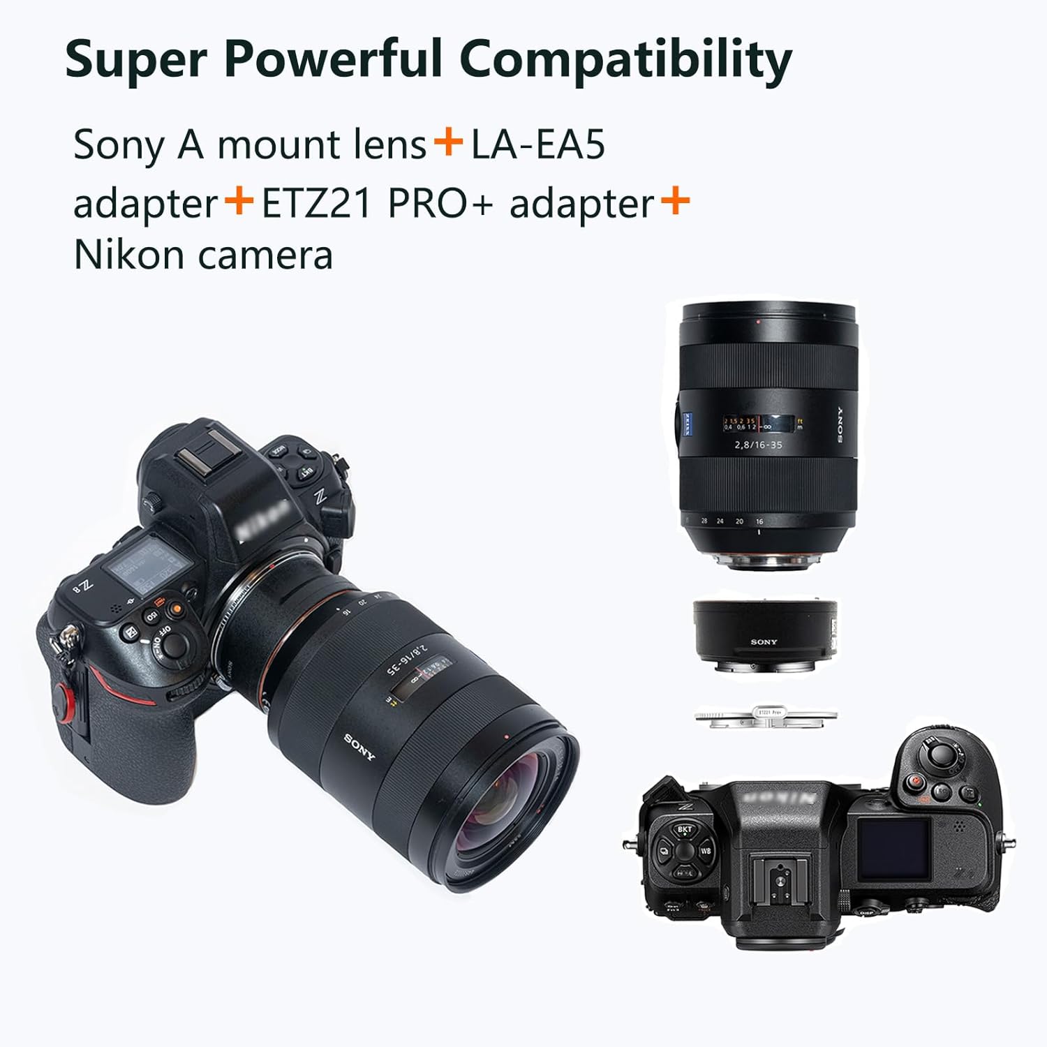 Megadap ETZ21 PRO+ Auto Focus Lens Adapter with Built-in Electronic Aperture for Nikon Z Camera Zf Z9 Z8 Z7 Z6 Z7II Z6II Z5 Z50 ZFC Sony FE Sigma Tamron FE Series Lens (ETZ21 PRO+)