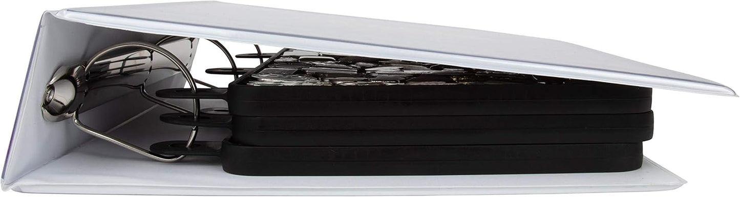 Paquete de 6 páginas de exhibición de pines esmaltados para carpeta de 3 anillas, sin hundimiento (negro) | 6pc flat no-sag binder inserts securely hold & display Disney trading or lapel enamel pins with backings. (Pins not included)