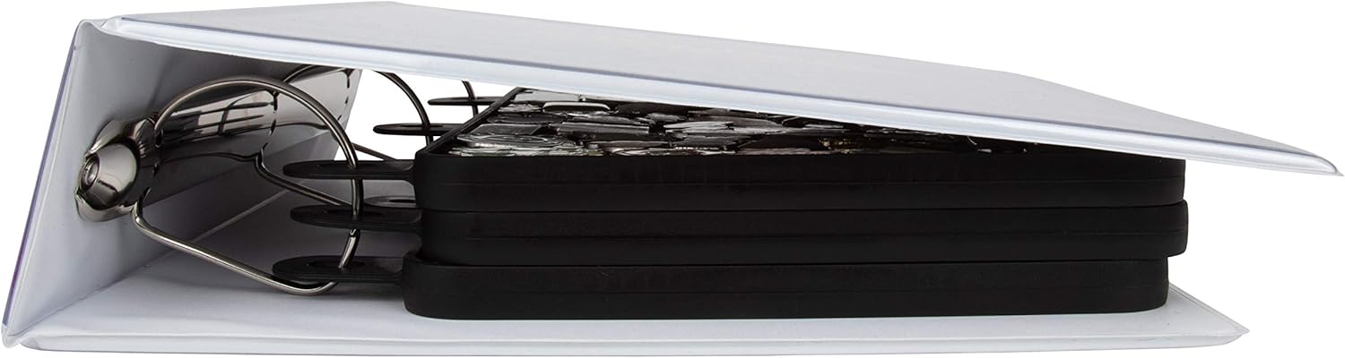 Paquete de 6 páginas de exhibición de pines esmaltados para carpeta de 3 anillas, sin hundimiento (negro) | 6pc flat no-sag binder inserts securely hold & display Disney trading or lapel enamel pins with backings. (Pins not included)