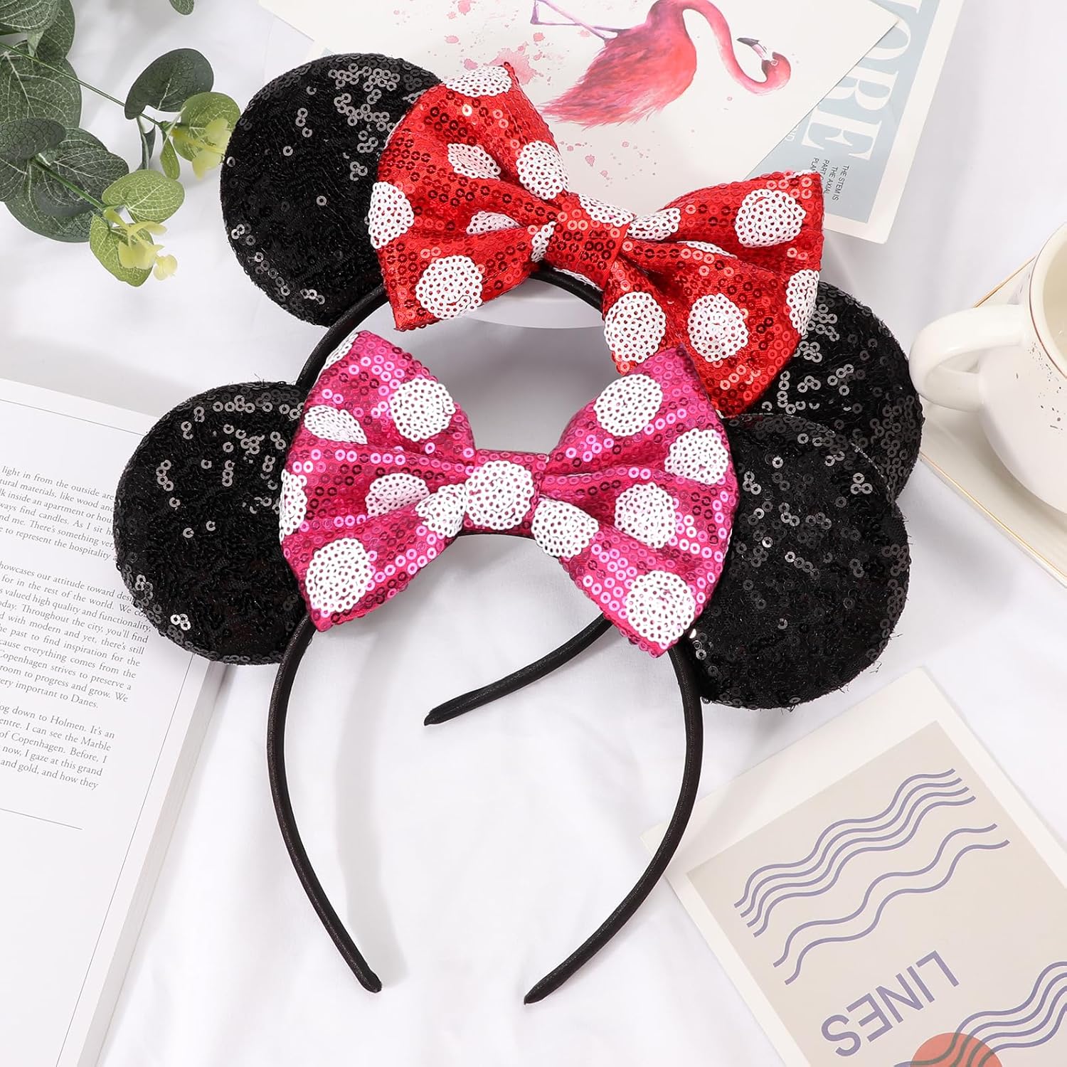 DRESHOW Mouse Ears Bow Headbands Sequins Party Decoration Cosplay Costume for Women