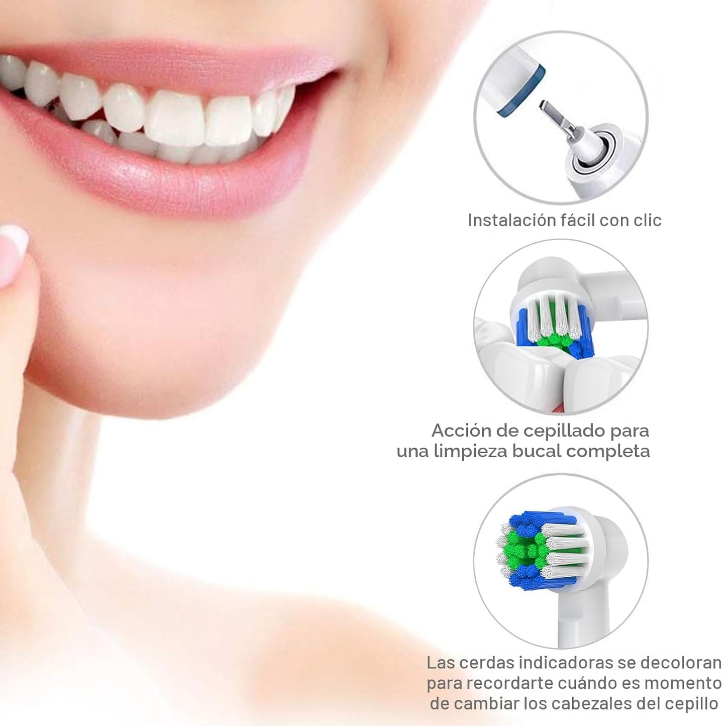 Cabezales de repuesto compatibles con Oral B Braun, 12 piezas cabezales de cepillo de dientes eléctricos profesionales compatibles con cabezales de repuesto Oral B Recambio 7000/Pro 1000/9600/500/3000