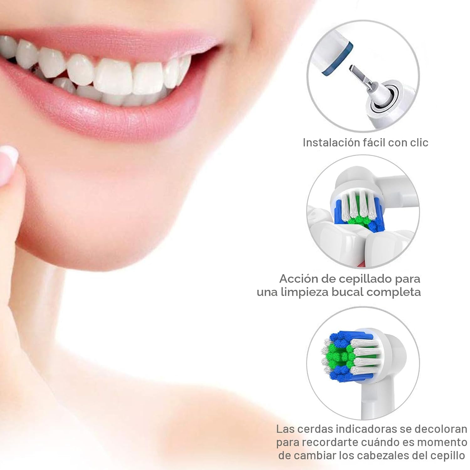 Cabezales de repuesto compatibles con Oral B Braun, 12 piezas cabezales de cepillo de dientes eléctricos profesionales compatibles con cabezales de repuesto Oral B Recambio 7000/Pro 1000/9600/500/3000