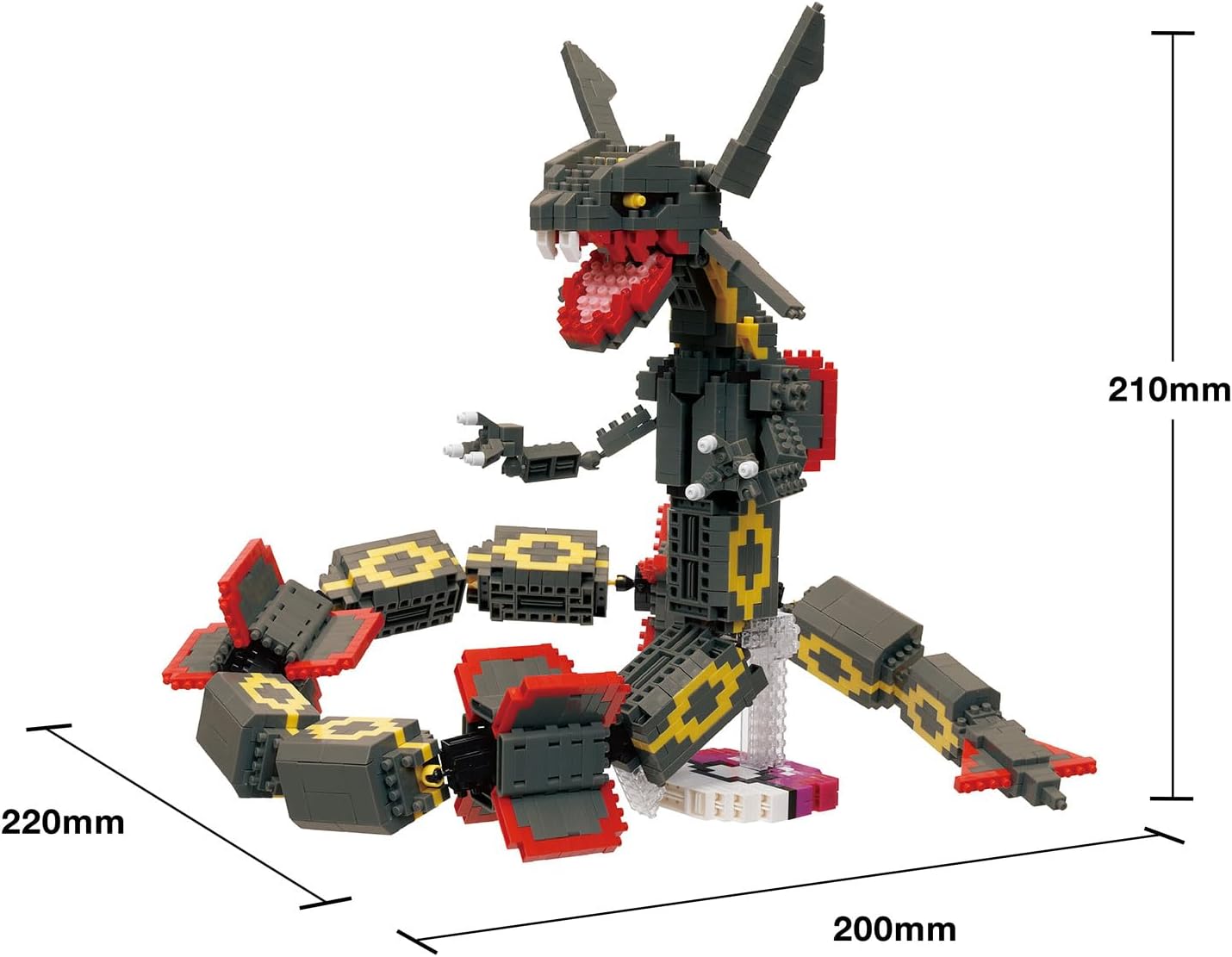 Kawada NBPM_104 Nanoblock, Pokémon, Black, Rayquaza, Extreme DXNBPM_104, 2.8 x 16.5 x 8.3 inches (7 x 42 x 21 cm), For Ages 12 and Up, Interior Hobby