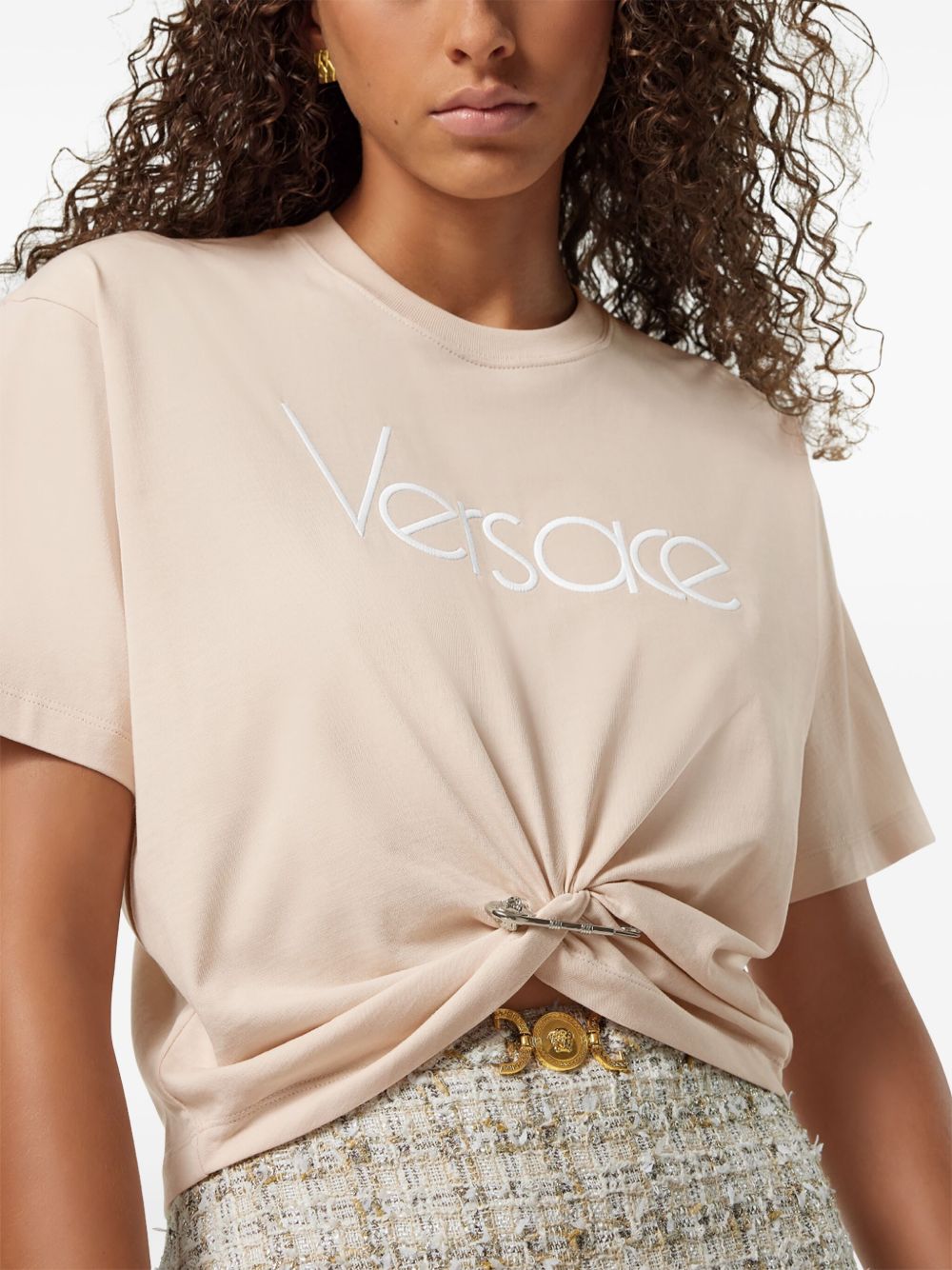 Versace ヴェルサーチロゴコットンTシャツ - Image 4