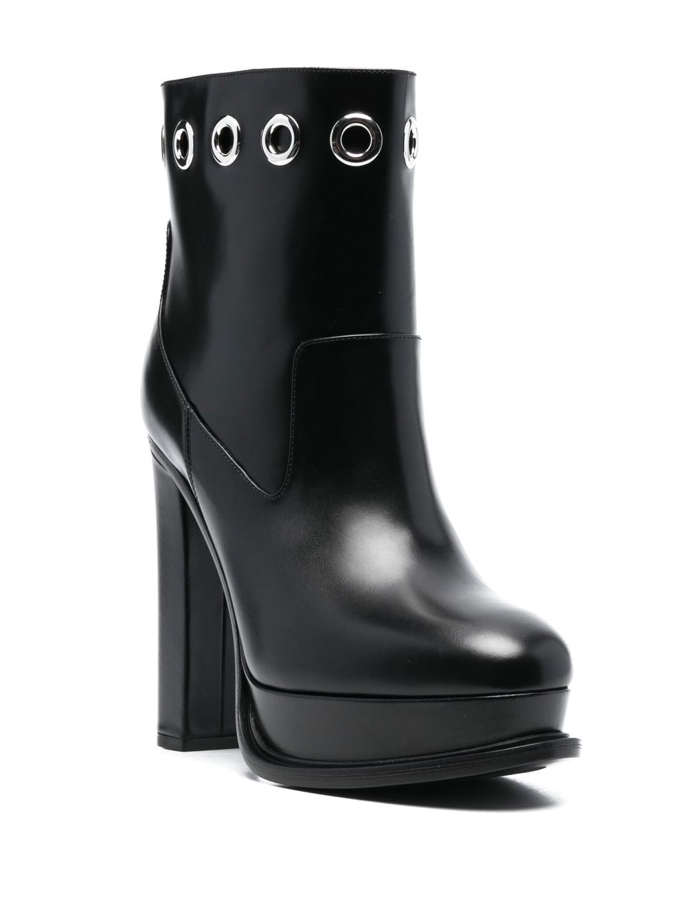 Alexander McQueen アレクサンダーMCクイーンレザーヒールアンクルブーツ - Image 4