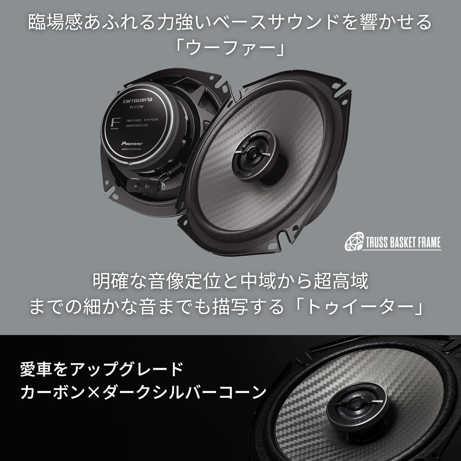 Pioneer Speaker TS-F1750 17cm Custom Fit Coaxial 2-Way High Resolution Compatible Carrozzeria
