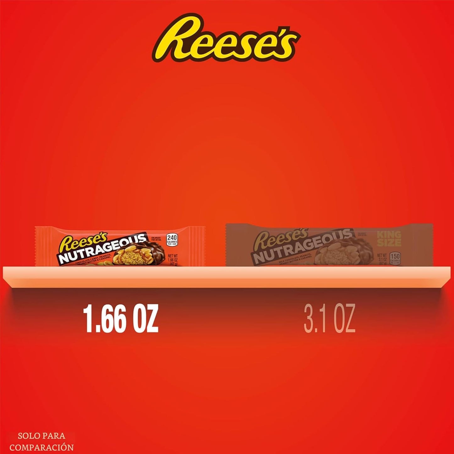 Barritas de caramelo de chocolate, mantequilla de maní, caramelo y maní REESE'S NUTRAGEOUS, 1.66 onzas (paquete de 18)