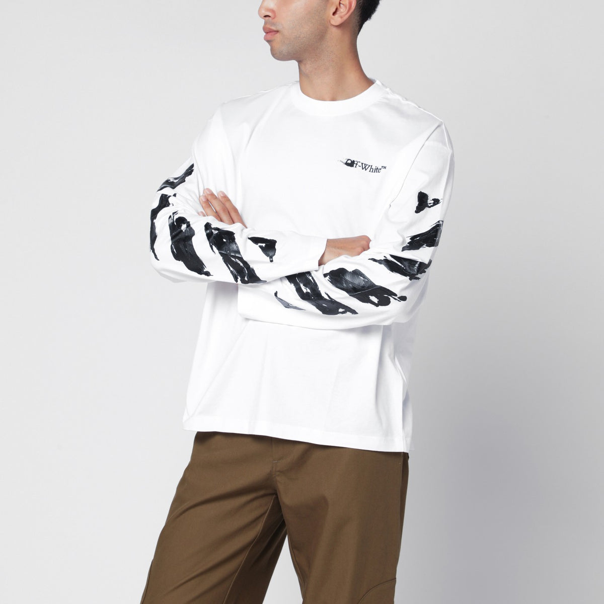 Off Off White™ White Long Sleeved T Shirt With Logo - Image 4