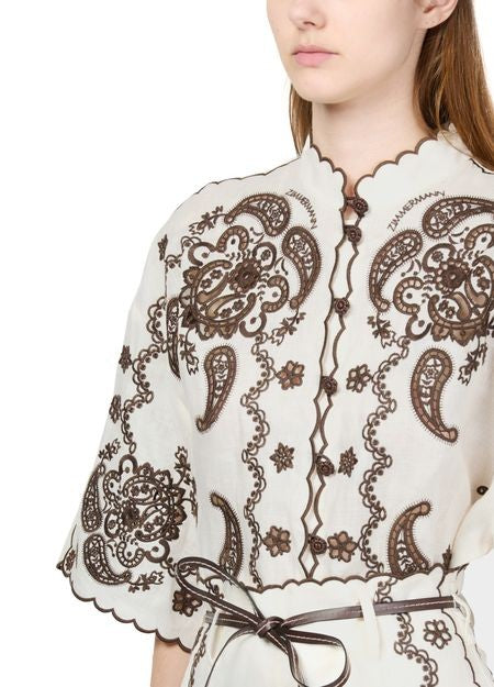ZIMMERMANN Ascension embroidered short sleeves shirt - Image 4