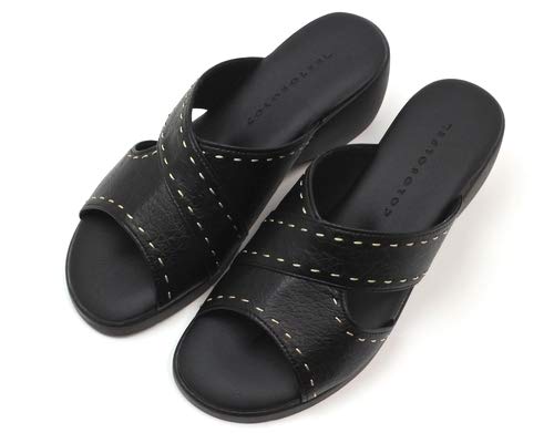 Women's Open Toe Stitch Sandals Beautiful Legs Wedge Sole Made in Japan