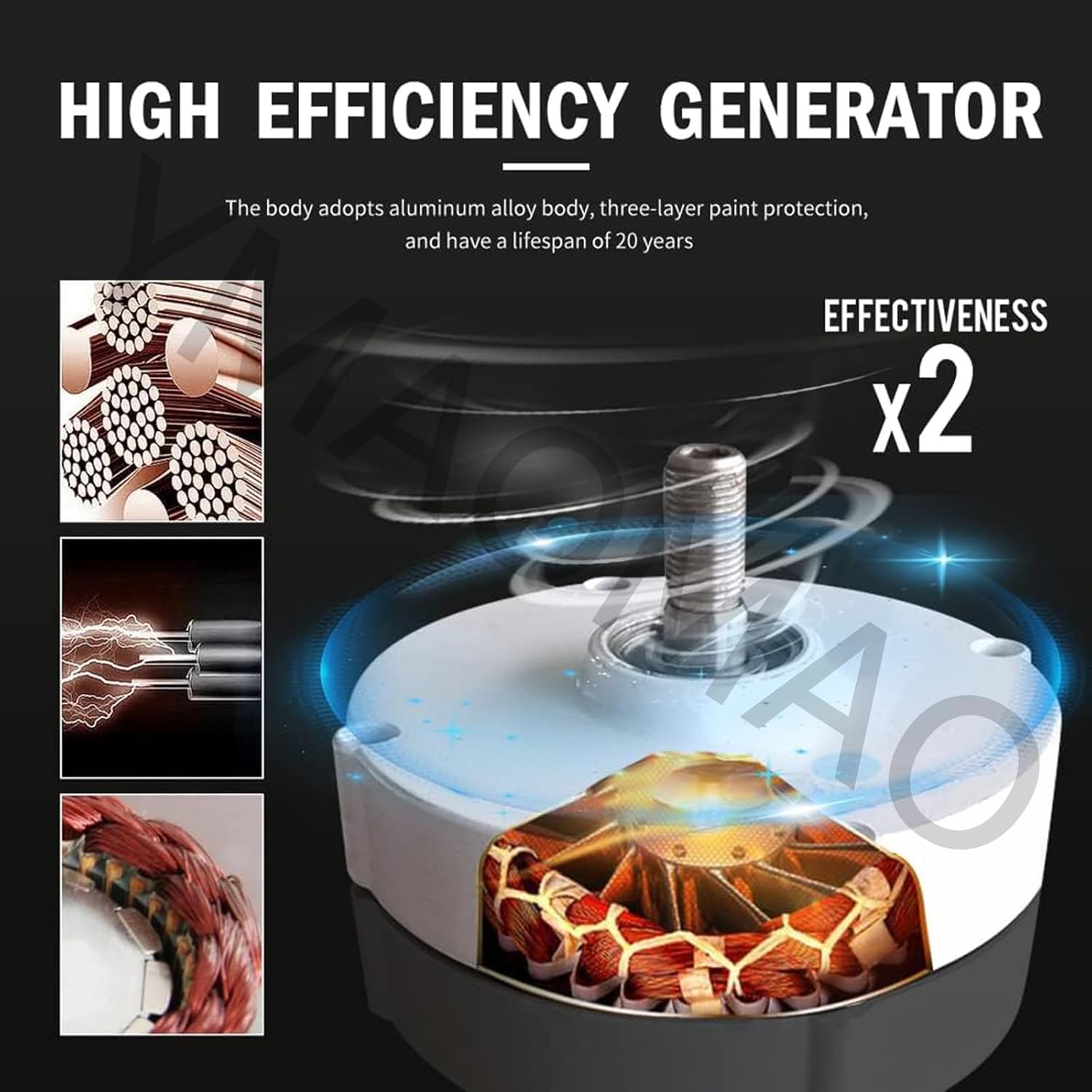 12000W 低RPM永久磁石発電機 12V 24V 48V 120V 220V、自由エネルギー ギアレス 永久磁石発電機 モーター DIY 風力タービン水タービン、48V