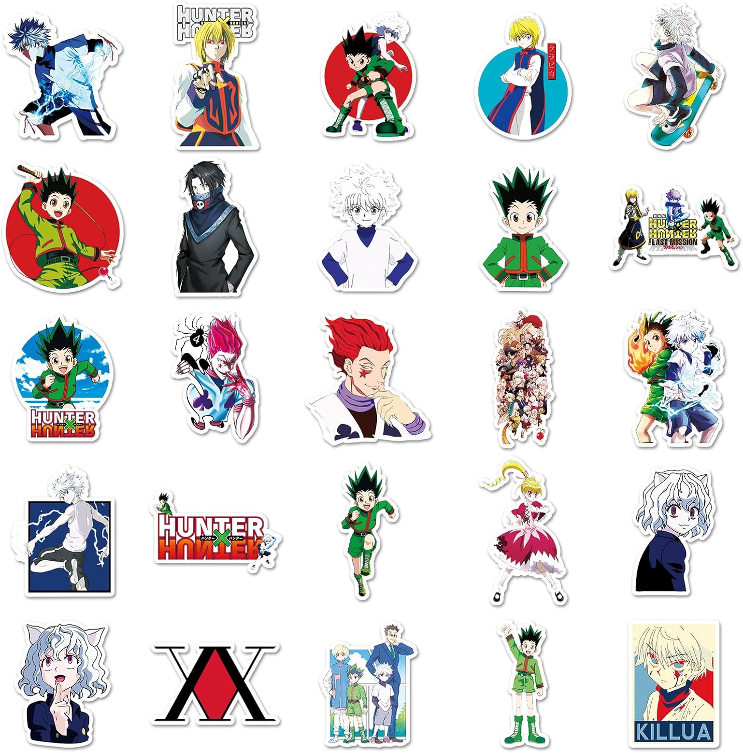50 Piece Hunter x Hunter Sticker Collection Sticker Set Anime Cartoon Stickers Cute Notebook Stickers for Children Waterproof PVC Stickers Character Goods Surroundings Popular Picture Pasting Gift DIY